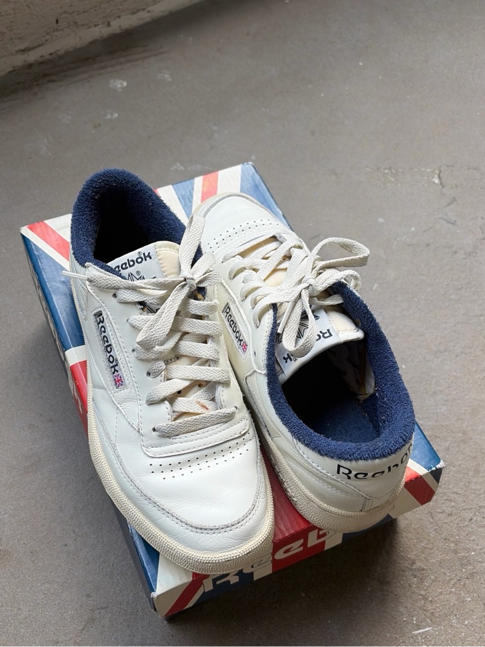 Reebok White Sneakers with Navy Interior